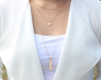 Layered and Long Set of 3 Layered Necklace.Gold Necklace 14k Gold-filled.Sterling Silver. Multistrand Necklace. Dainty Chain Necklace