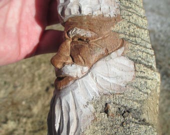 Hand Carved Santa Cottonwood Bark
