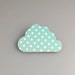 Wooden Cloud Brooch in Mint with white polka dots
