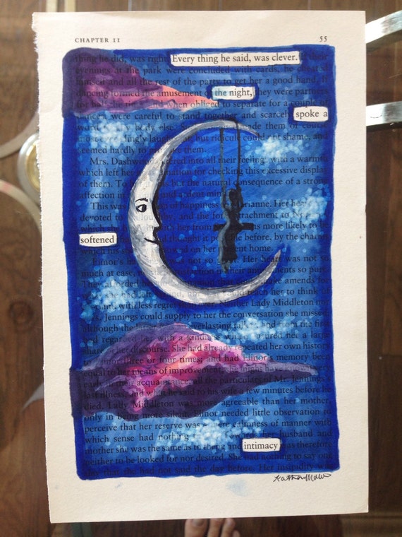 The Moon And The Girl Blackout Poetry Art Artwork Book