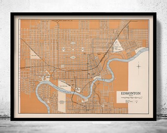 Old Map of Edmonton Canada 1915