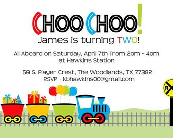 Choo Choo Train birthday invitation