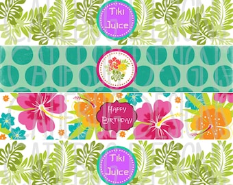 Luau Water Bottle Labels