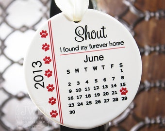 Personalized Pet Ornament Paw Print Ornament Custom Pet Ornament Adoption Ornament Paw Print Ornament Dog or Cat Ornament- Item# FUR-O