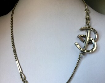 REDUCED - Antique Victorian sterling silver double horseshoe brooch conversion necklace, Equine, Equestrian, Gift, Jewelry, Jewellery