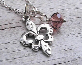 Fleur de lis charm necklace. fleur de lis charm. New Orleans personalized charm necklace. party favors. birthday party.