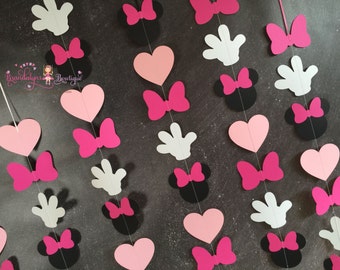 Minnie Mouse Garlands set of pink VERTICAL, Minnie Mouse Birthday garland, minnie mouse decoration, nursery or playroom