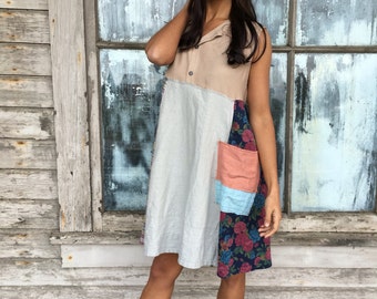 Annie dress-medium large-artsy-Eco Clothing-Upcycled Clothing-Free Prople inspired-by Love HIGHER Handmade Clothing