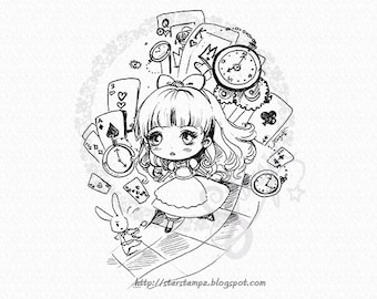 Alice Chibi DIGITAL STAMP Instant Download