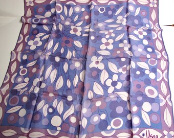 Vintage Vera Scarf, Vera Neumann Scarf, Silk Scarf, Purple, Flowers, Vintage Fashion, Vintage Accessories, Ladybug, Japan, Handrolled hem,