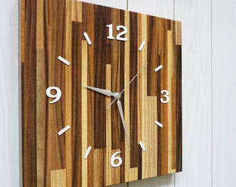 Unique modern wall clock.Large Wall Clock.Wall decor.Silent Clock.Shabby chic decor.Holiday gift.Wooden wall clock.