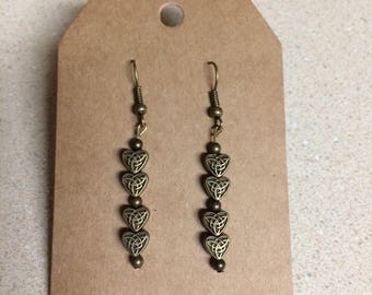 Bronze Celtic Heart Earrings