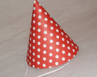 NEW Simple Birthday Party Hat - Red Polka Dot