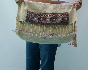 Bohemian bag, Gypsy Day purse, Fringe Purse, Embroidered big shoulder bag