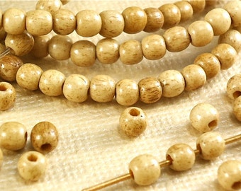 40 Bone Beads 3 - 4mm Round Tea Dyed Brown Natural Beads small tiny little accent beads