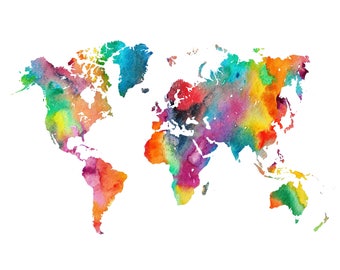 beautiful world map printable watercolor world map wall art printable world map world