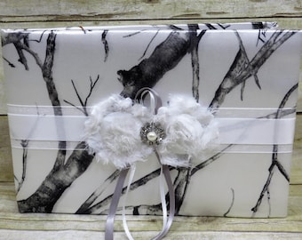 White Camo Guest Book, True Timber White Camo Wedding Guest Book, customize guestbook
