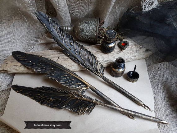 Items similar to Black Feather pen, Feather Quill pen, Calligraphy