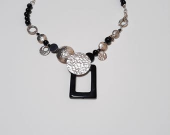 Black Onyx and sterling silver necklace.