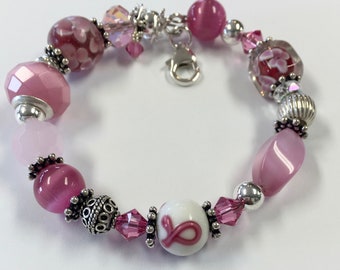 Chunky Breast Cancer Bracelet