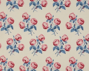 Colefax and Fowler classic "Bowood" floral pillow cover in soft blue and red