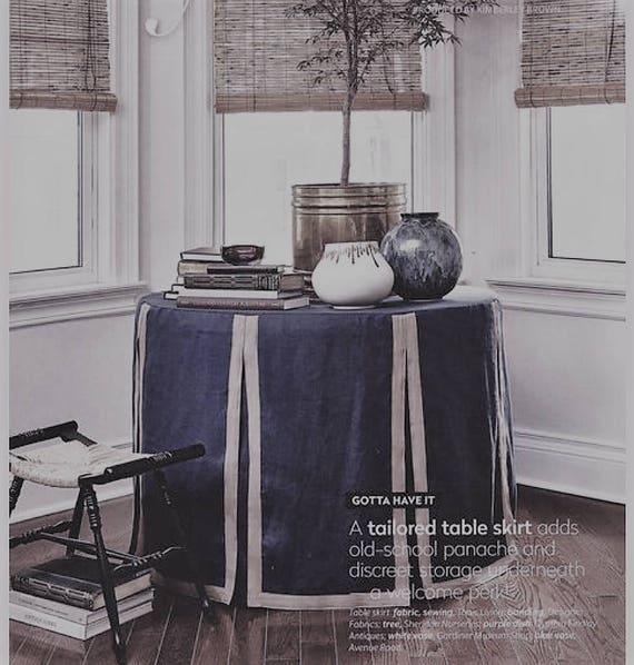 Custom Made Table Skirt Grosgrain Ribbon Tableskirt Cotton Custom Made Table Skirt Grosgrain Ribbon Tableskirt Cotton Canvas Navy And White Beige Black Round