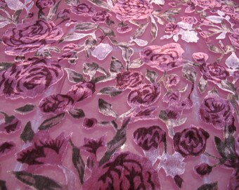 Italian designer Chiffon Velvet Burnout fabric Floral print. Price for One Yard 45" Wide