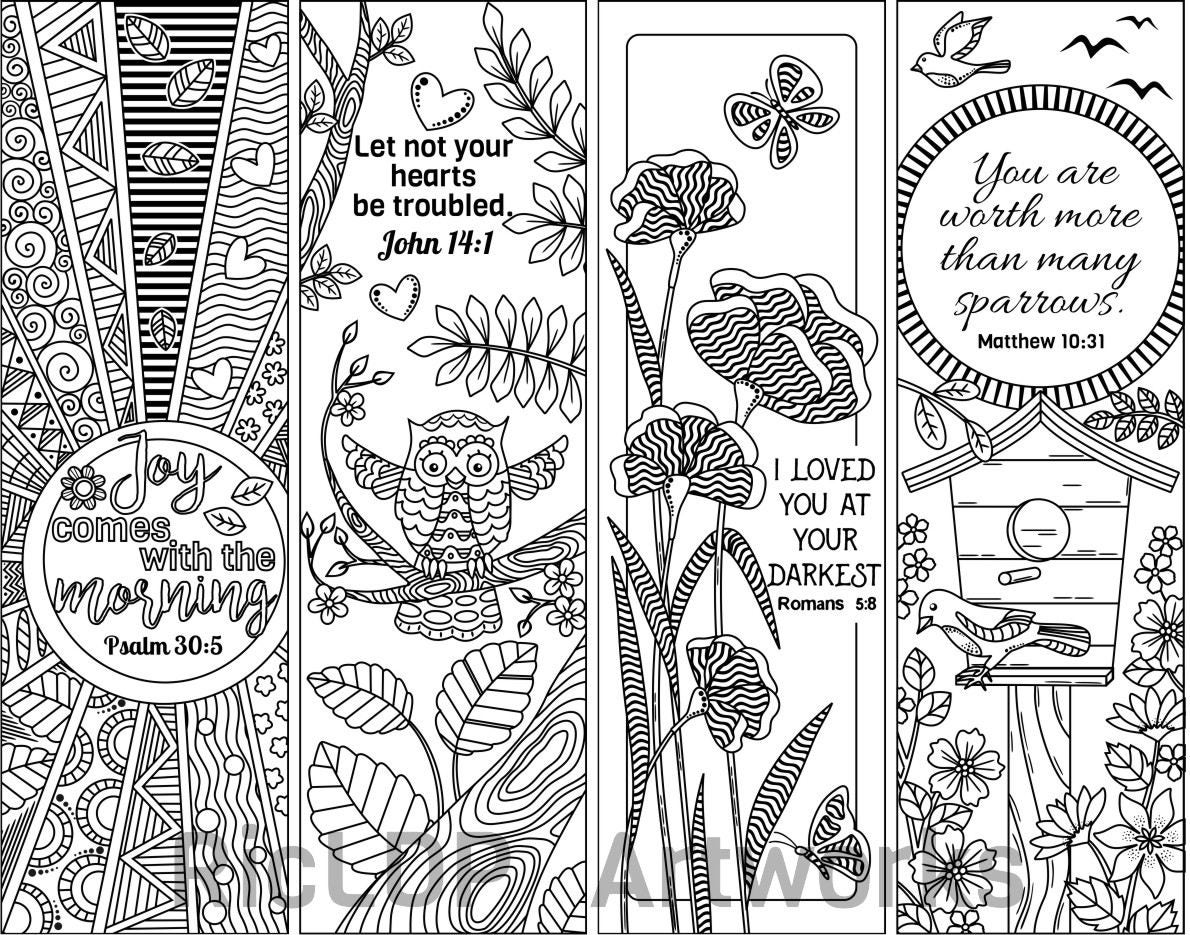 8 printable bible verse coloring bookmarks coloring doodle