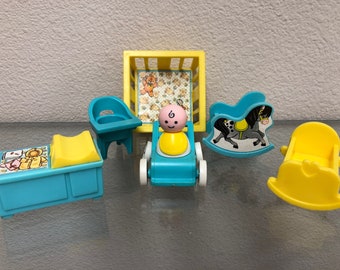 Vintage Fisher Price Little People Baby with Nursery