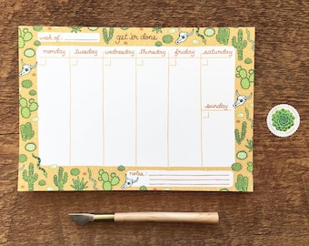 Get 'Er Done, Desert Pattern Weekly Desk Planner, 9.75 x 6.75 To Do List Pad