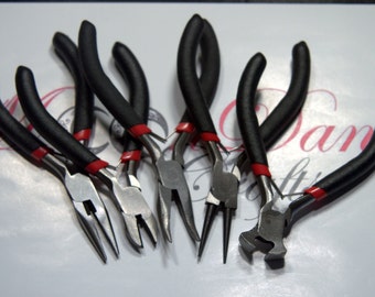 Jewelry Plier set, 5 piece set, Rosary nose, needle nose, side cutter, End cutter and Bent nose pliers