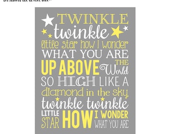 8x10 and 11x14 Twinkle Twinkle Little Star Wall Art digital- you print your own- INSTANT DOWNLOAD