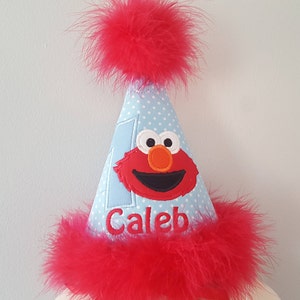 first birthday elmo hat, 2nd birthday, party hat, smash cake photo, elmo birthday, free personalization boys birthday hat