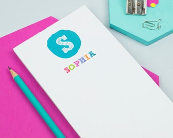 Initial And Name Notepad | Colourful To Do List | Shopping List | Grocery List | Organization | List Pad | Home Office | Stationery Gift