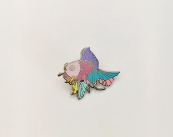 Pastel Rainbow Goldfish Enamel Pin, ~*~ Free Shipping ~*~ Mermaid pin, Lapel Pin, Hat Pin