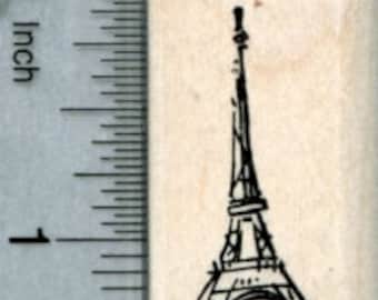 Tiny Eiffel Tower Rubber Stamp, Paris France, World Travel Series A33217 Wood Mounted