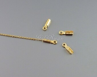 50 pcs of shiny gold plated crimp connector, crimp bead, chain end, chain connector, crimper beads B136-BG