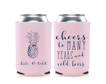 Pineapple Wedding Beer Can Holder - Wedding Favor - Foam Beverage Holder - Custom Wedding Can Cooler