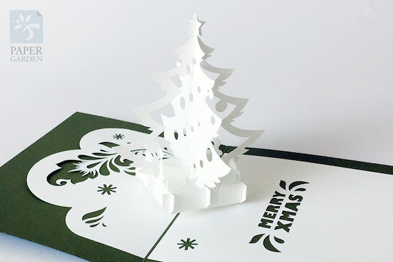 Papercut Template Pop-up Card Christmas Tree Instant