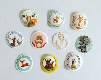 Deer Seal Stickers, Deer Paper Labels, Gift Wrapping Seals, Scrapbooking Stickers, Envelope Seals, Reward Stickers, Happy Post And Mail