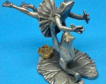 Pewter frog figurines ballerina vintage, from SPI 1993