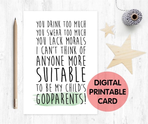 will you be my godparents card printable godparents card, funny godparents card printable, godparents proposal downloadable card