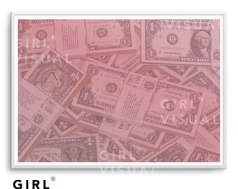 Dollar bill print, Money poster, Boss lady print, Boss lady wall art, Pink dollar poster, photography prints, Pink photography, photography