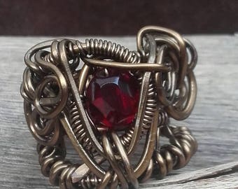 Celtic Goddess Morrigan Red Rudy 5.5 USA Ring