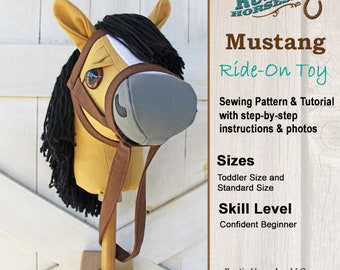 Stick Horse Sewing Pattern and Tutorial Rustic Horseshoe's Mustang Collection Stick Horse Hobby Horse Pattern