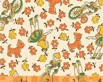 Storybook Classics Orange Children At Play 30's Reproduction 36084-6 fabric from Windham by the yard