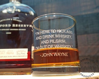 John Wayne Personalized Whiskey Glasses, Engraved Rocks Glass, Custom Whiskey Glass, Engraved Scotch Glass, Bourbon Glass, John Wayne Gifts