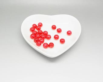 12 red 6 mm crackle cracked glass beads