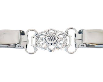 Fancy Silver Crest Cardigan Clip