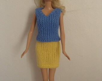 Doll clothes for Barbie, skirt and top